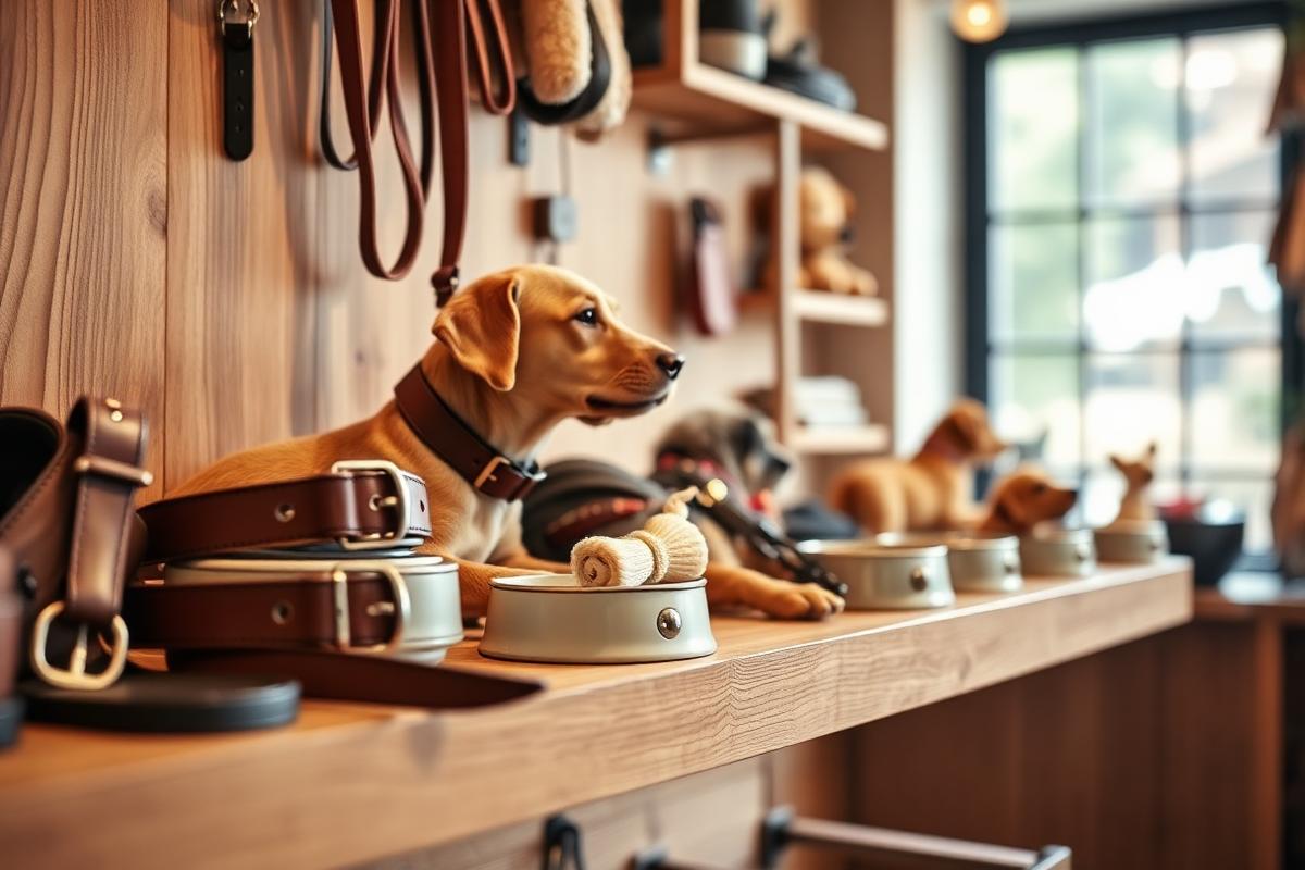 Accessori premium per cani in boutique pet shop