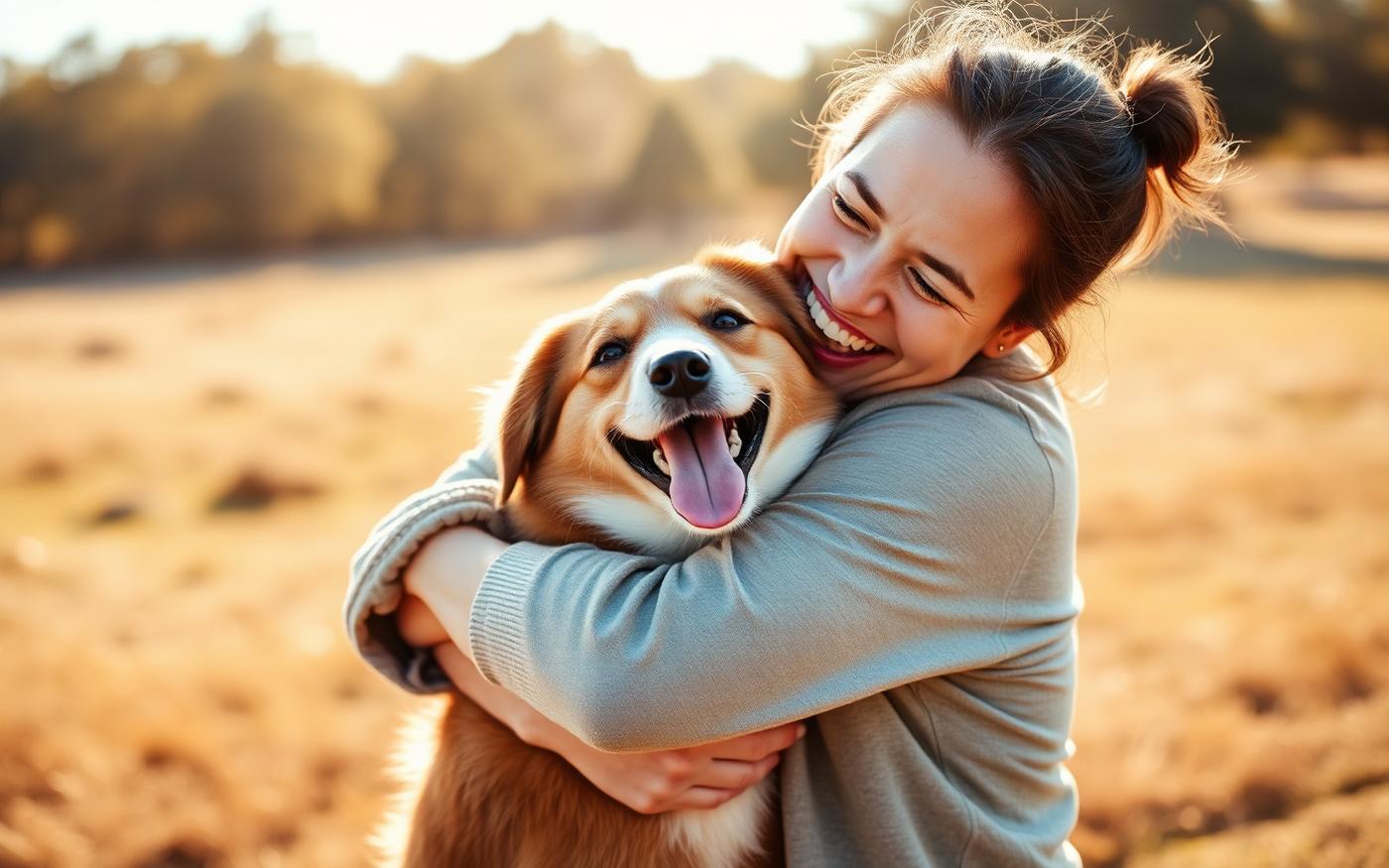 Padrone e cane felici durante una missione