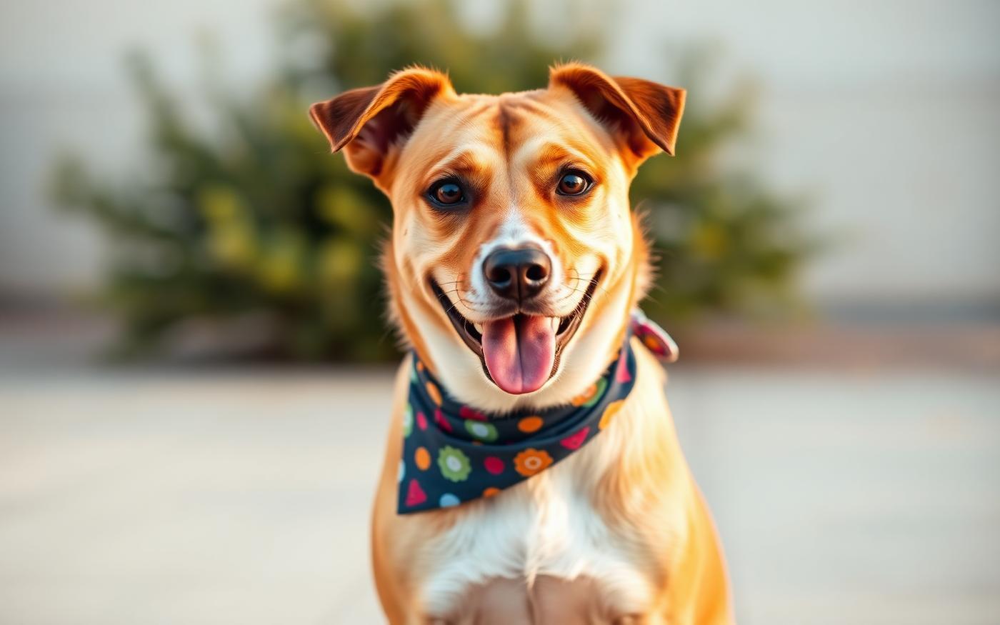 Cane felice con bandana pronto per il profilo